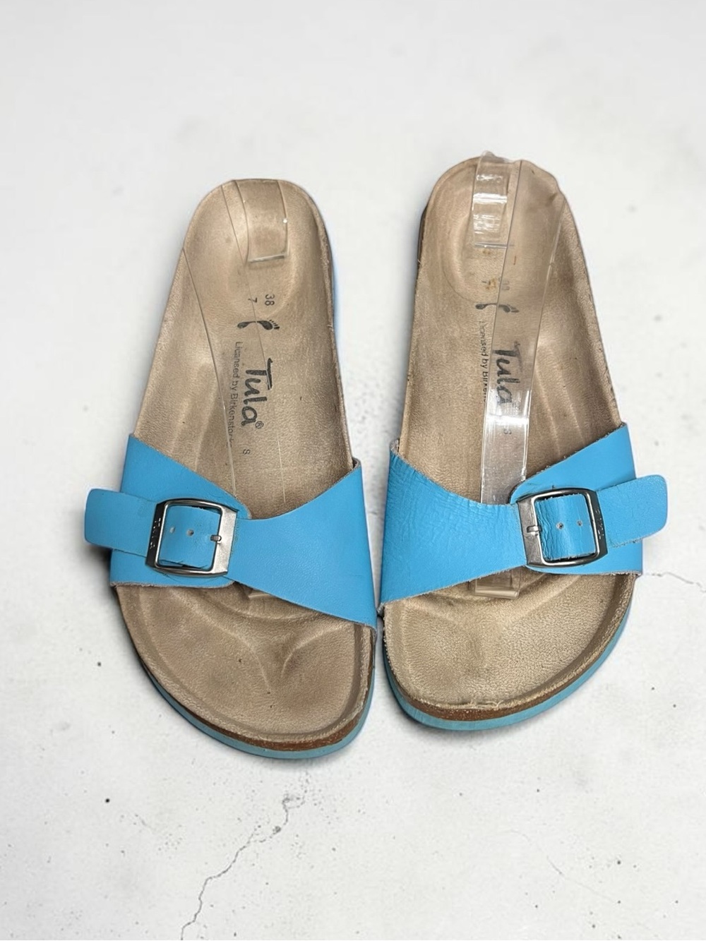 🌻Tula by Birkenstock Slide Sandals Single Strap Silver Buckle Contoured Footbed